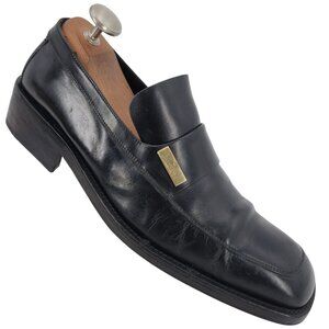 Gucci Italian Luxury Dress Shoes Mens size 10.5 Black Leather Square-toe Loafers